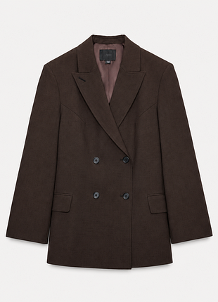 Жакет zara oversize double-breasted шоколадний, xs–s