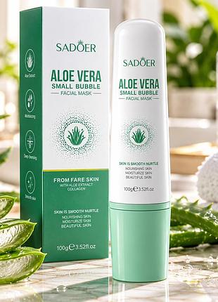 Глиняно-пузырчатая маска для лица sadoer aloe vera small bubble для очистки и сужения пор 100 г