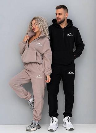 Теплый спортивный костюм из двухстороннего флис полар polar fleece