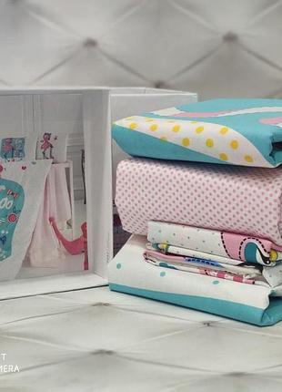Детское постельное бельё belizza flamingo для новорождённых в кроватку хлопок
