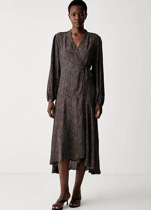 Urbanshop com ua marc o'poloразклешенное платье вискозное коричневое в точку 500013759 размеры запитуйте