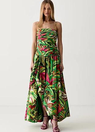 Urbanshop com ua farm rioасиметрична сукня бавовняна зелена рослинна 363485 розміри запитуйте