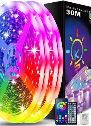 Keepsmile - світлодіодна rgb-стрічка 30 м (2 × 15 м) з bluetooth, керуванням через застосунок і пультом, синхронізацією з музикою