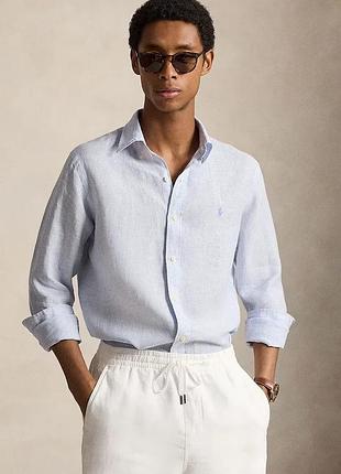 Urbanshop com ua polo ralph laurenсорочка чоловіча лляна блакитна смужки 710b22588 розміри запитуйте