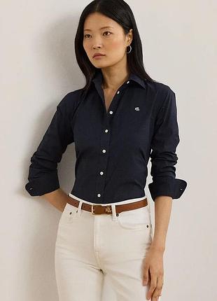 Urbanshop com ua lauren ralph lauren хлопковая рубашка lauren ralph lauren женский цвет синий slim классический воротник 200684553