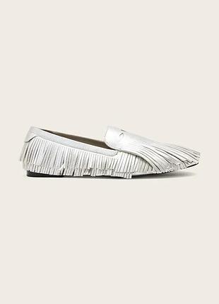 Urbanshop com ua allsaintsлоферы женские кожаные sandy fringe loafer серебряные на плоском каблуке w079fe размеры запитуйте
