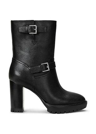 Urbanshop com ua lauren ralph laurenшкіряні черевики lauren ralph lauren lyvia жіночі колір чорний каблук блок 802937819001