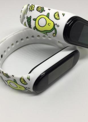 Силіконовий ремінець mi band 3 mi band 4 mi band 5 mi band 6 авокадо 🥑 білий1 фото