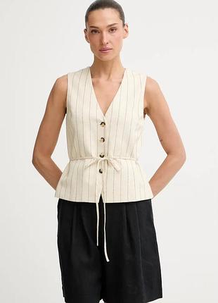 Urbanshop com ua rag & boneоднобортный жилет женский с добавлением льна paulette бежевый ra4o26s4msw размеры запитуйте