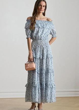 Urbanshop com ua lauren ralph lauren сукушка с острым вырезом хлопковая голубая цветы 200p08959 размеры запитуйте