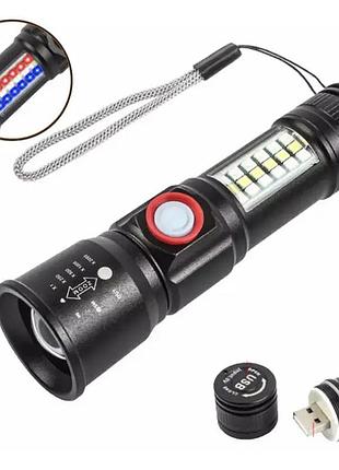 Світлодіодний ліхтарик sy-1903c-p50+smd+rgb, переносний ліхтар повербанк, ліхтарик поліція sz-17
