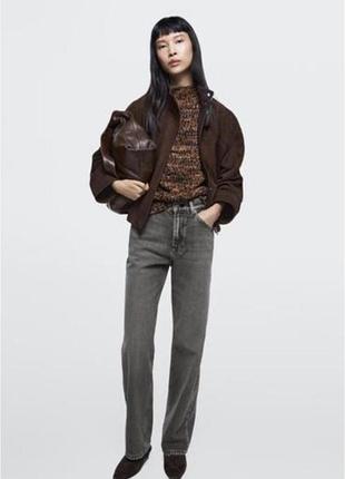 Сірі прямі джинси з високою талією висока посадка massimo dutti