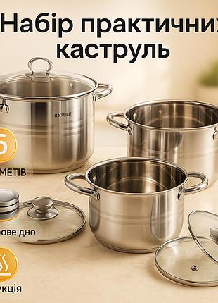 Набори каструль, набір кастр плити, каструля стильний дизайн, каструлі з кришками, що нержавіють ky-29