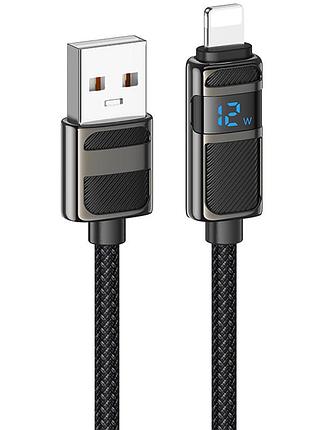 Дата кабель hoco u137 line with display usb to lightning 2.4a/12w (1.2m)