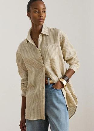 Urbanshop com ua lauren ralph laurenсорочка жіноча бавовняна бежеві полоски 200p14000 розміри запитуйте