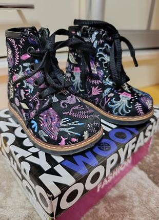 Черевики для дівчаток woopy fashion ортопедичні демісезонні різнокольорові розмір 19 довжина устілки 13 см