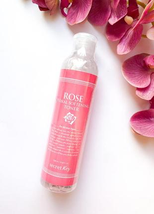 Корейська тонер для ообличчя secret key rose floral softening toner