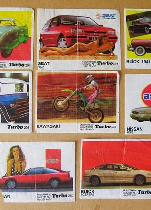 Вкладыш от жвачок = турбо turbo = 204, 219, 221, 226, 235, 238, 250, 255 = 8 шт.