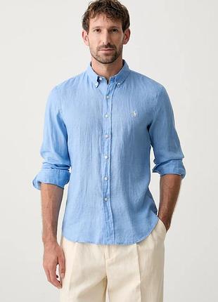 Urbanshop com ua polo ralph laurenсорочка чоловіча лляна блакитна однотонна 710968915 розміри запитуйте