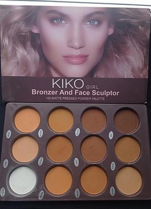 Набір декоративної косметики kiko girl bronzer and face sculptor hd-matte pressed powder palette