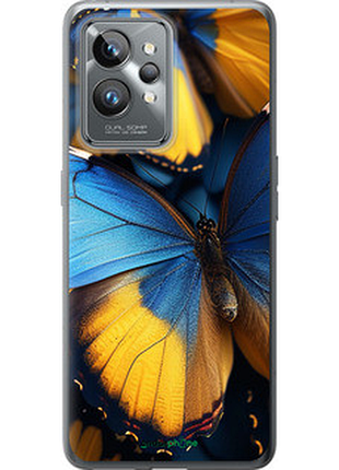 Чехол на realme gt2 pro желто-голубые бабочки "6046u-2566-72104"