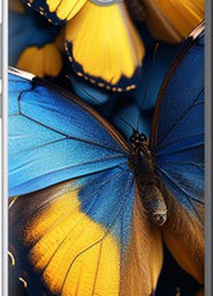 Чехол на huawei y7 2017 желто-голубые бабочки "6046u-1019-72104"