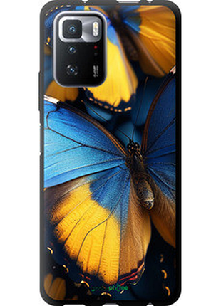 Чехол на xiaomi redmi note 10 pro 5g желто-голубые бабочки "6046b-3333-72104"