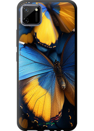 Чехол на realme c11 2020 желто-голубые бабочки "6046b-2031-72104"