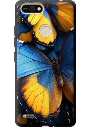 Чехол на tecno pop 2f b1f желто-голубые бабочки "6046b-2391-72104"