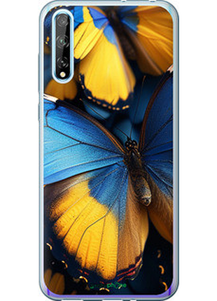 Чехол на huawei p smart s желто-голубые бабочки "6046u-1813-72104"