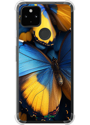 Чехол на google pixel 5a желто-голубые бабочки "6046sp-2286-72104"