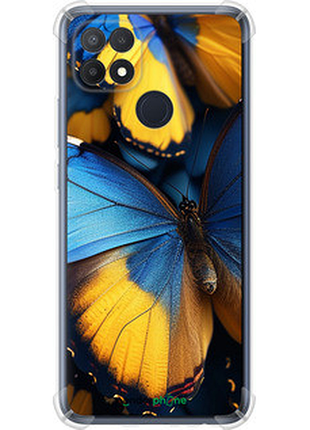Чехол на oppo a15s желто-голубые бабочки "6046sp-2527-72104"