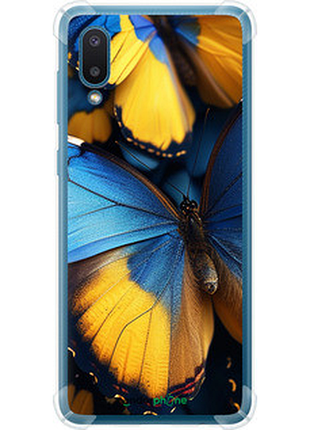 Чехол на samsung galaxy a02 a022g желто-голубые бабочки "6046sp-2260-72104"