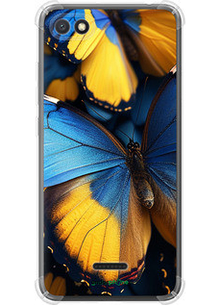 Чехол на xiaomi redmi 6a желто-голубые бабочки "6046sp-1531-72104"