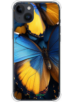 Чехол на iphone 14 plus желто-голубые бабочки "6046sp-2645-72104"