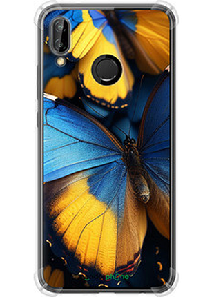 Чехол на huawei p20 lite желто-голубые бабочки "6046sp-1410-72104"