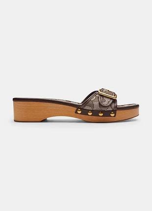 Urbanshop com ua coachшлепанцы на низком каблуке женские кожаные margot signature jacquard коричневые cef13 размеры запитуйте