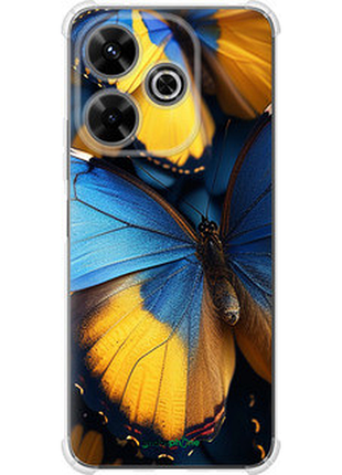 Чехол на xiaomi poco m6 4g желто-голубые бабочки "6046sp-3798-72104"