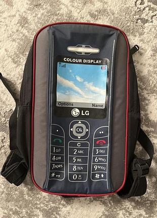 Рюкзак унісекс lg у вигляді телефона, сірий з червоним, текстильний
