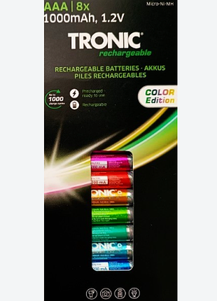 Аккумуляторы aaa tronic nimh 1000 mah 8 шт 1.2v перезаряжаемые