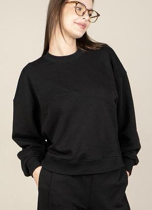Жіночий світшот elegante, вільний світшот із тринитки, колір: чорний