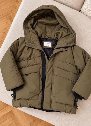 Куртка дитяча zara хакі з капюшоном 116 см