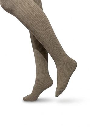 Хлопковые женские колготки elegante cotton 300 ден в рубчик, цвет: капучино