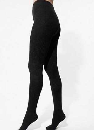 Жіночі бавовняні колготки elegante cotton 300 ден у рубчик, колір: графітовий