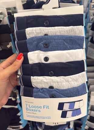 Труси для хлопчика primark боксери, 7 шт., бавовна, синій, білий