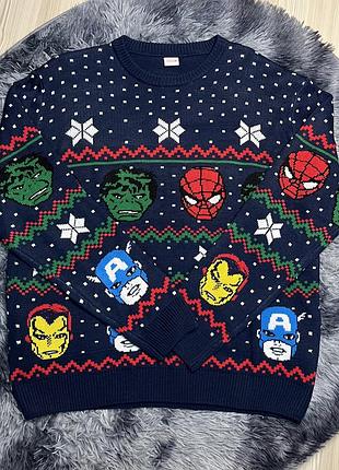 Чоловічий светр з героями marvel, розмір xl