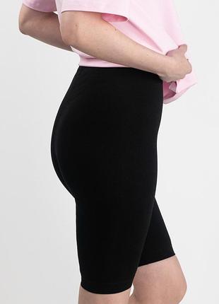 Женские шорты elegante, велосипедки из хлопкового трикотажа, цвет: черный