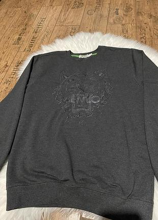 Світшот чоловічий kenzo сірий з вишитим логотипом