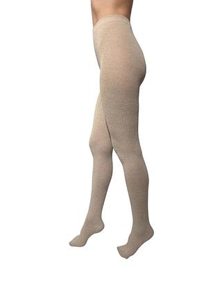 Жіночі бавовняні колготки elegante cotton 300 ден у рубчик, колір: бежевий