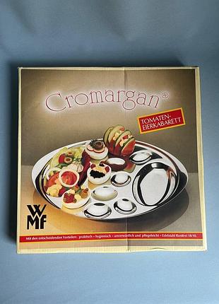 Вінтажна металева таця для фаршированих яєць та закусок wmf cromargan, німеччина